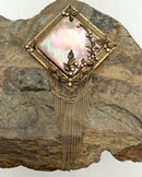 MARENA Goldtone Metal, Mother of Pearl & Crystal Pendant/Brooch