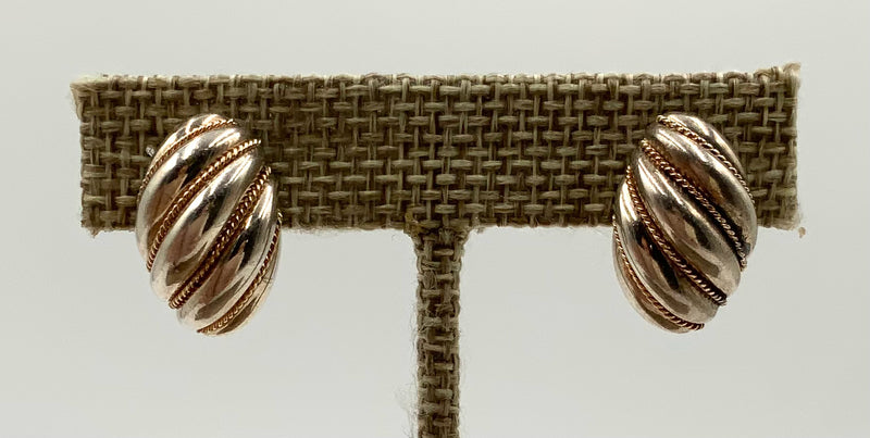 Sterling Silver Shrimp Motif Clip-On Earrings w/14kt Gold Accents