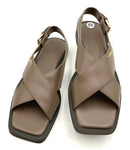 COACH Brown Leather Link Criss Cross Sandals 8.5