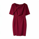 L.K. BENNETT Deep Rose Asym Neckline "Saskia" Pencil Dress