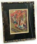 Pair of Vintage Japanese Foil Art Framed Prints