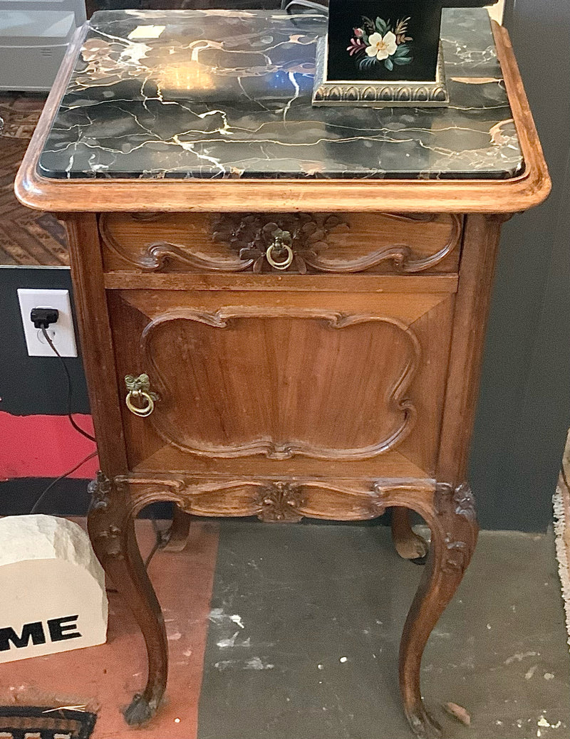 Vintage Carved Occasional Table with Marble Top