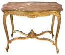 Vintage French Gilt Table With Marble Top