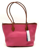 Dooney & Bourke Pink Pebbled Lea w/Brown Trim w/DB Medallions Tote