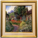 Hans Ressdorf Oil on Canvas of Hollyhocks