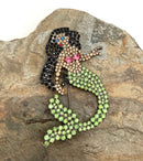 B & M VON WALHOF Oxidized Rhinestone Mermaid Brooch