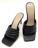 ALDO Black Faux Leather Quilted Square Toe Mules 7.5