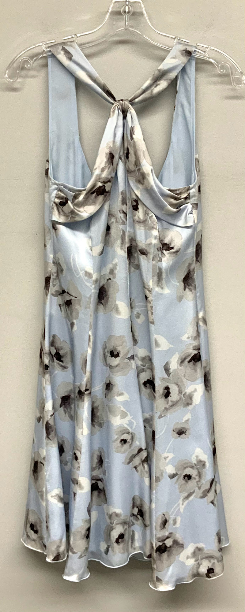 ARMANI COLLEZIONI Blue Grey White Floral Silk Knot Front Flared Dress