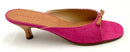 STUBBS & WOOTTON Pink Linen Tan Vachetta Trim Kitten Heel Sandals 7.5