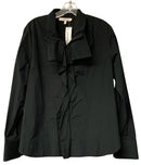 DOROTHEE SCHUMACHER Black Ruffle Front L/S Zip Top