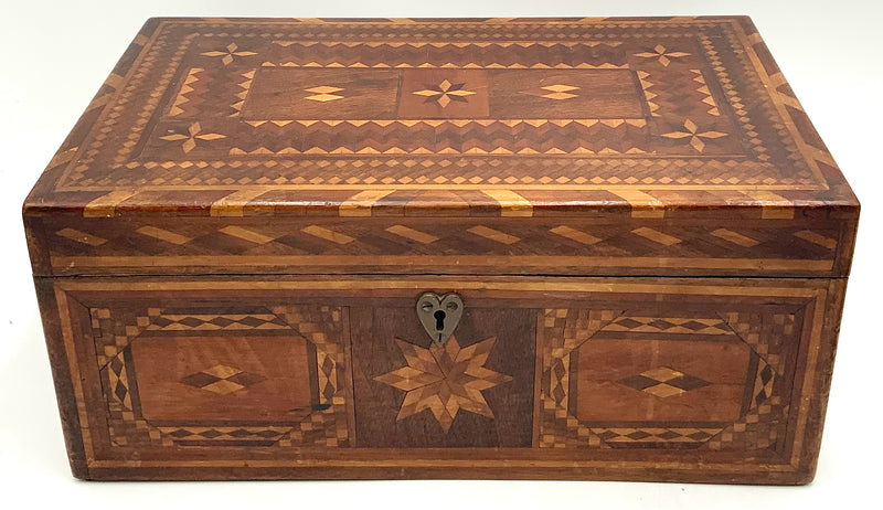 Antique Handcrafted Marquetry Wood Box