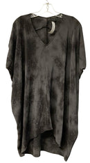 EILEEN FISHER Black/Grey Tie Dye S/S Silk Kaftan