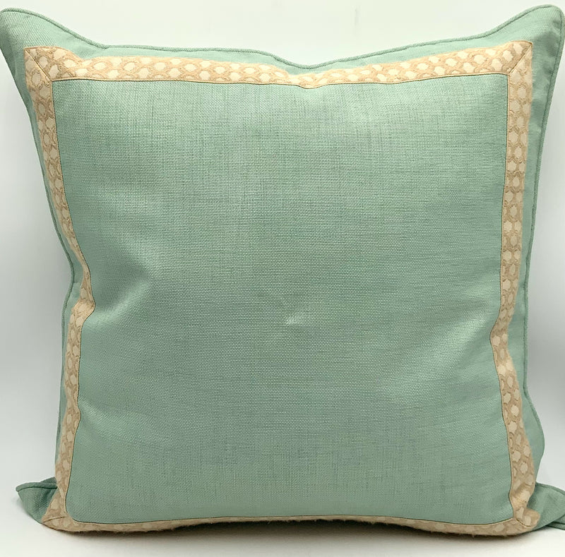 Seafoam Euro Pillow with Ribbon Trim