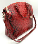 BRAHMIN Lipstick Red Ombre Leather Croc Embossed Duxbury Satchel