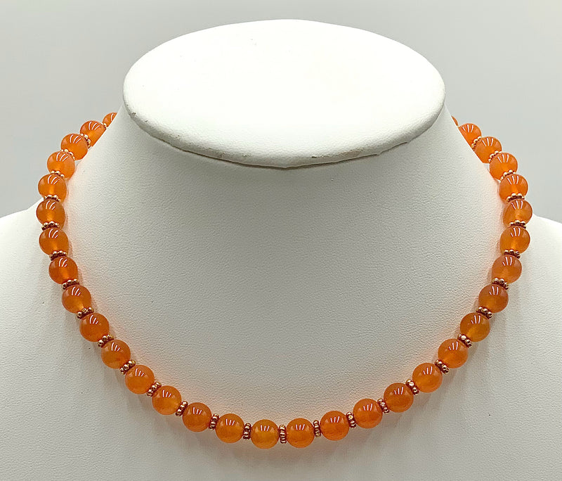 14kt Gold, Gold Over Sterling & Carnelian Beaded Necklace