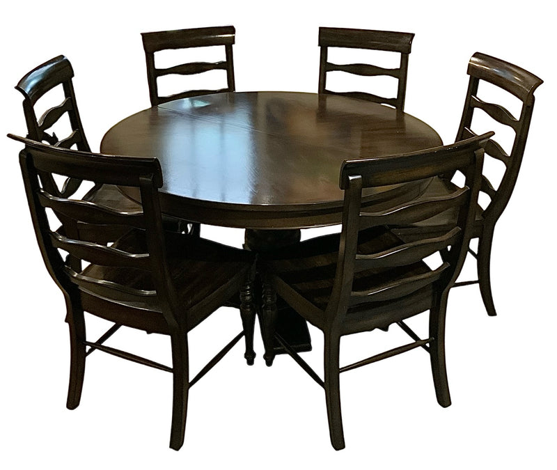Extendable Round Dining Table with Six Chairs