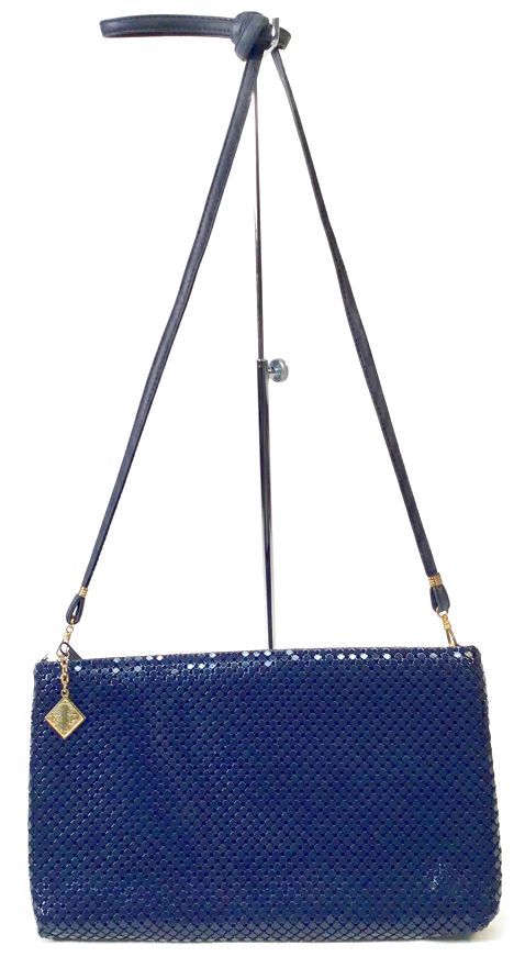 Whiting & Davis Navy Mesh E/W Shoulder Bag