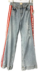 ALICE & OLIVIA Light Wash Red White Stripe Flared Jeans sz 27