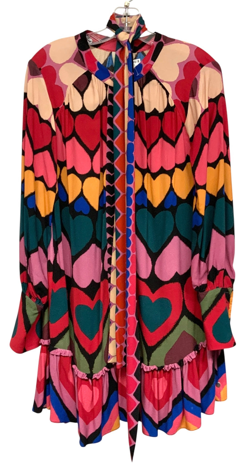 FARM RIO Red/Yellow/Pink/Multi "The Full of Hearts" L/S B/D Dress