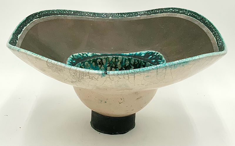 Handmade Pottery Bowl with Turquoise Glaze