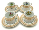 Set/4 Georges Briard Floral Demitasse Cups & Saucers