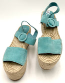 MARC FISHER Blue Suede Rex Espadrille Wedge Sandals 9.5