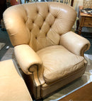 Butter Leather Club Chair With Ottoman