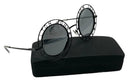 ELTON JOHN Black Round Frame Mirrored Lens Glitter Sunglasses