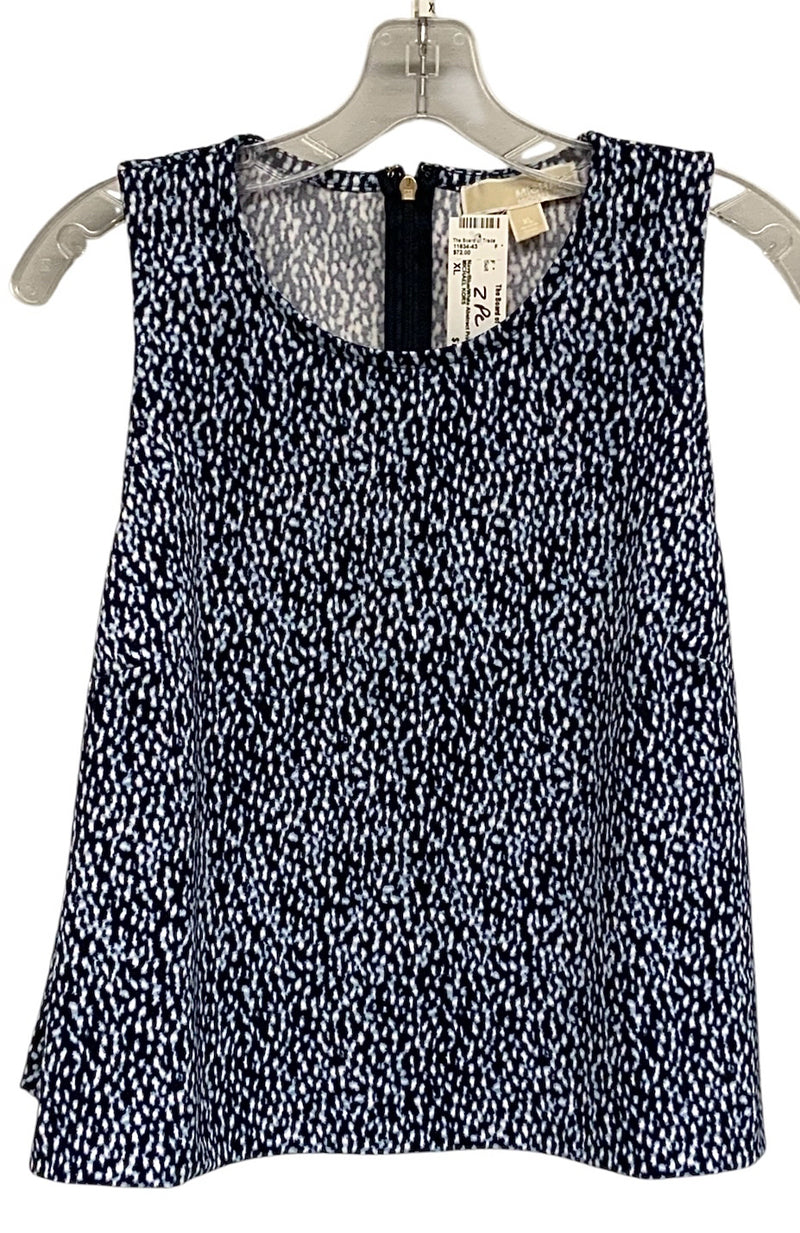 MICHAEL KORS Navy/Blue/White Abstract Print S/L Top & Wide Leg Ankle Pants 2 PC