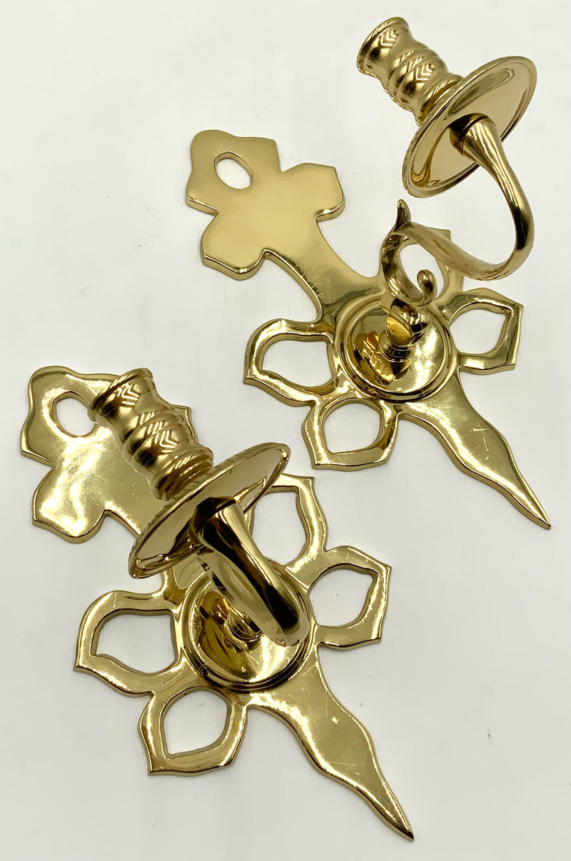 Pair of Virginia Metalcrafters Brass Candle Sconces