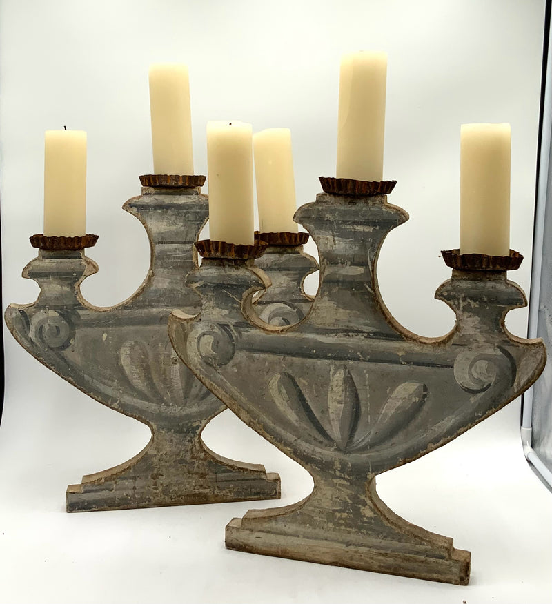 Pair of Antique Italian Stage Candelabras