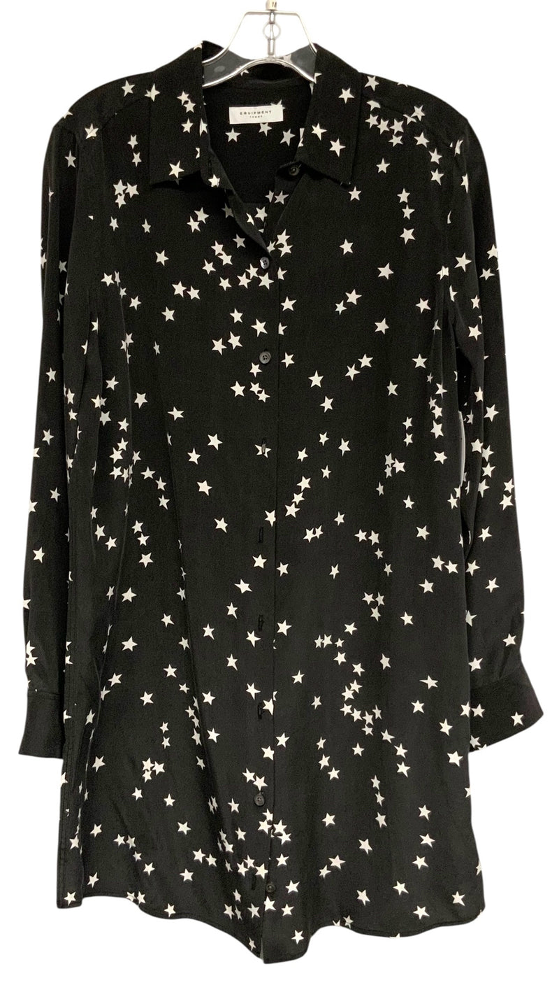 EQUIPMENT Black/White Star Print L/S B/D Silk Dress