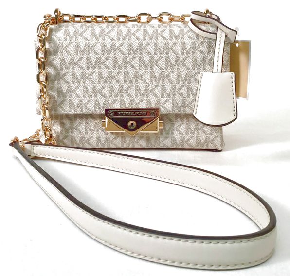 MICHAEL KORS Cream Beige Logo Cece Flap Crossbody