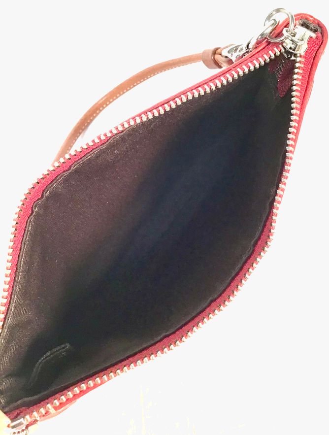 COACH Vintage Red Pebbled Leather Wristlet