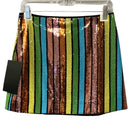 POMANDER PLACE Aqua/Yellow/Green/Brown Sequin Stripe "Jenna" Mini Skirt