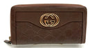 GUCCI Brown Debossed Guccissima Leather Zip Around Wallet AS IS