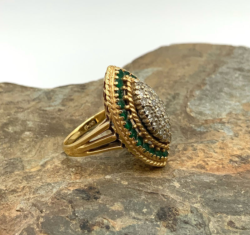 14kt Gold, Diamond & Emerald Ring