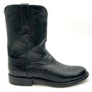 LUCCHESE Black Leather Ward Smooth Upper Ostrich Roper Boots 12D