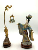 Vintage Chinese Cloisonne Figure of Woman With Bird
