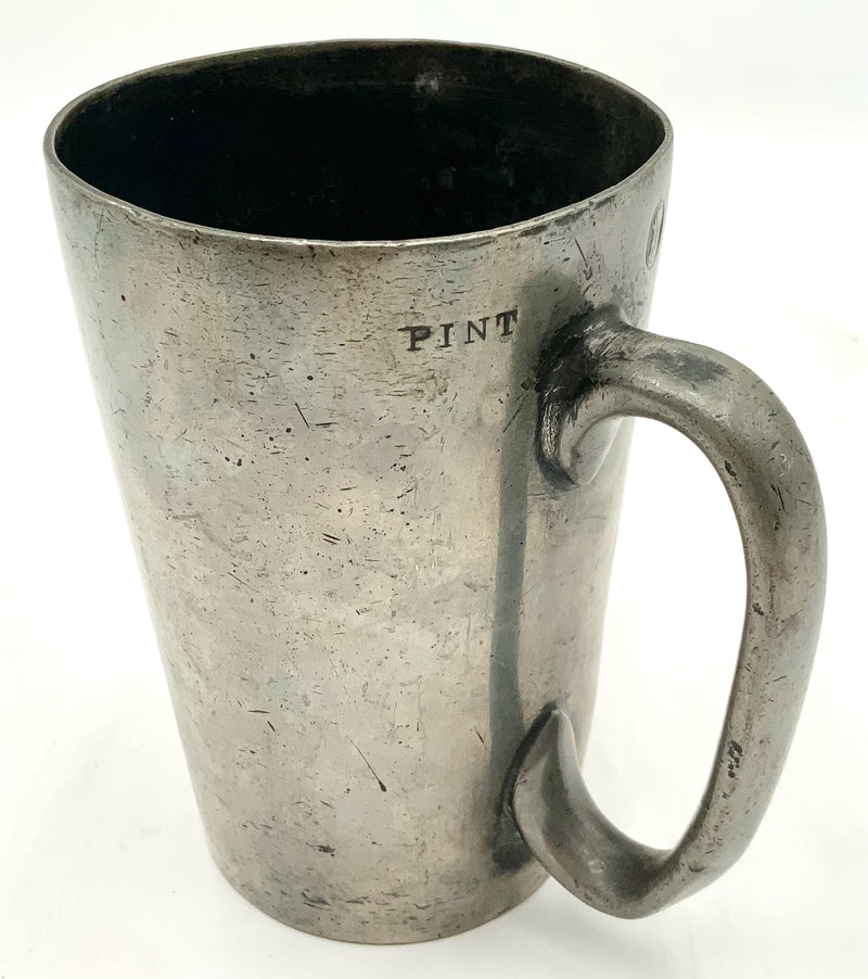 Antique English Pewter Tankard with Monogram