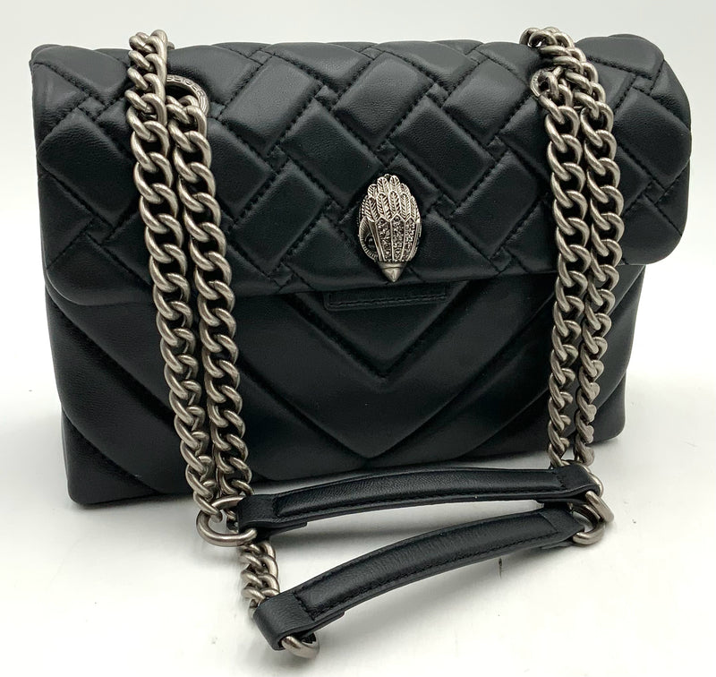 KURT GEIGER Black Stitched Leather Eagle Head Kensington Chain Bag
