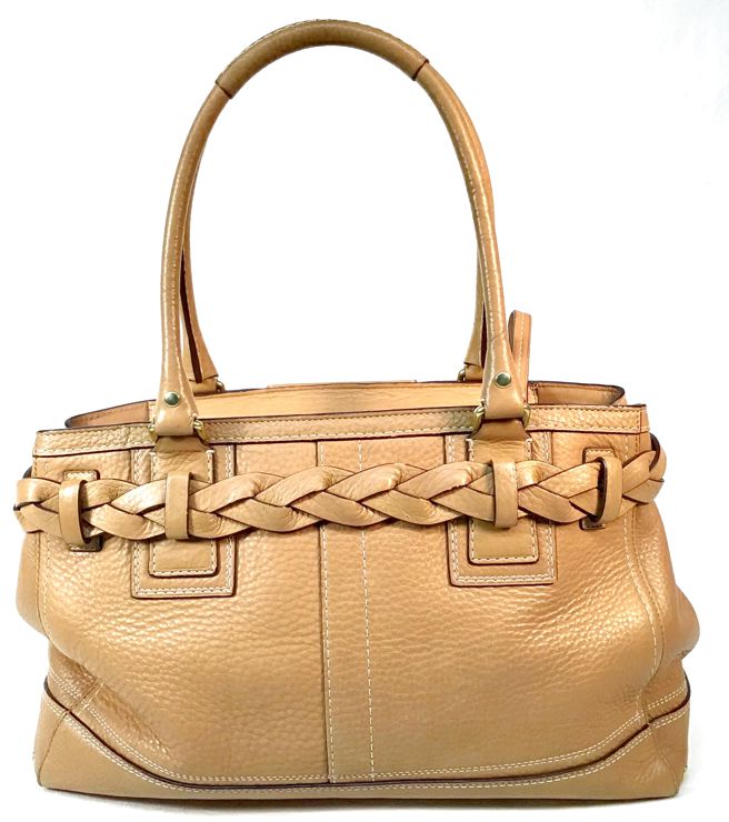 COACH Vintage Tan Pebbled Leather Hamptons Carryall Satchel