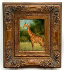 Oil on Canvas of Giraffe in Ornate Gold Frame