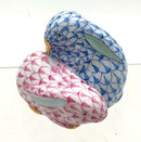 Herend Pink & Blue Fishnet Rabbit Pair