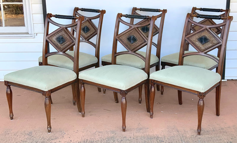 Set/6 Double Cane Back Dining Chairs