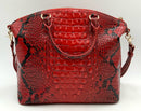 BRAHMIN Lipstick Red Ombre Leather Croc Embossed Duxbury Satchel
