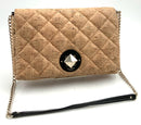 KATE SPADE Natural Quilted Cork Black Patent Chain Strap Shoulder Bag AS IS