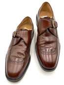 MEZLAN Brown Lea/Ostrich Monk Strap Oxfords 10