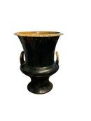 Black Ceramic Urn with Brown Drip Glaze