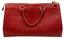 BRAHMIN Red Melbourne Embossed Leather Anywhere Weekender Bag